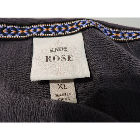 Knox Rose Gray Open Cardigan White Crochet Fringe Bohemian - Picture 5 of 6